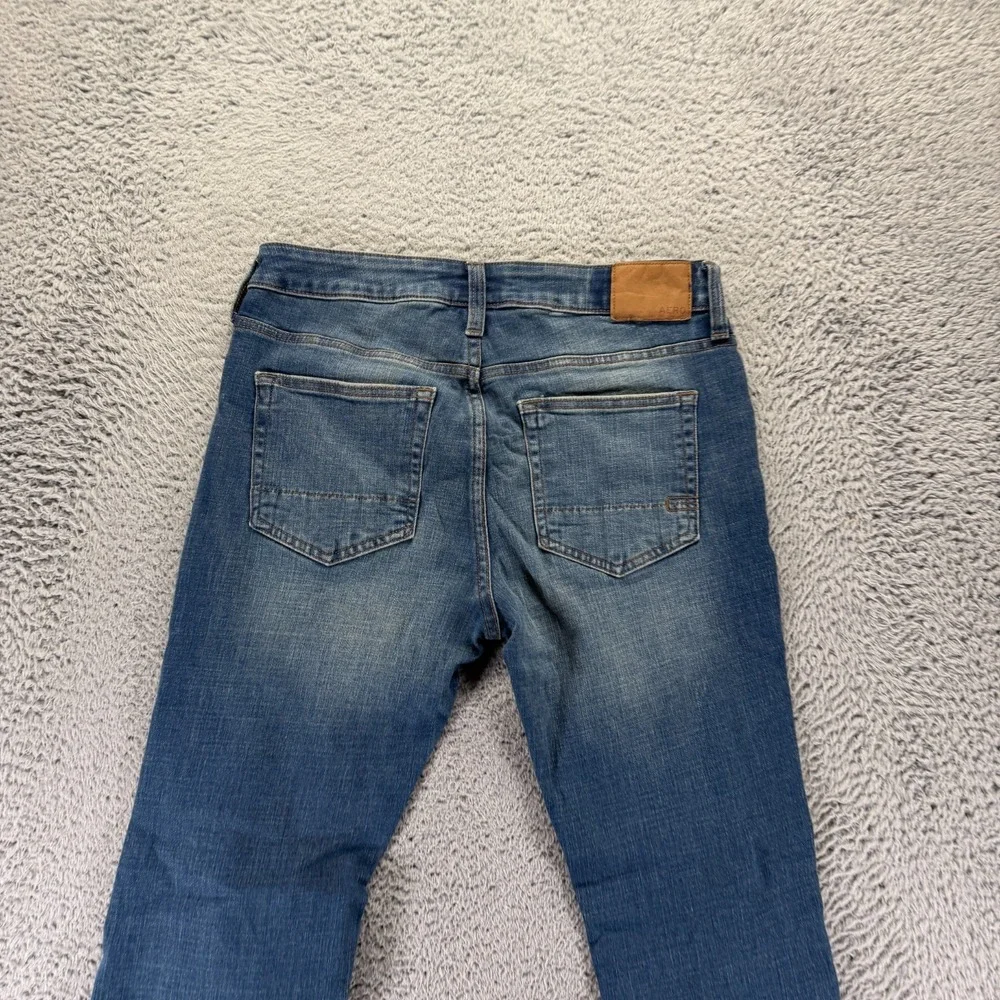 Aeropostale Jeans Mens 30x32 Blue Cotton Denim Straight Slim Distressed Stretch‎